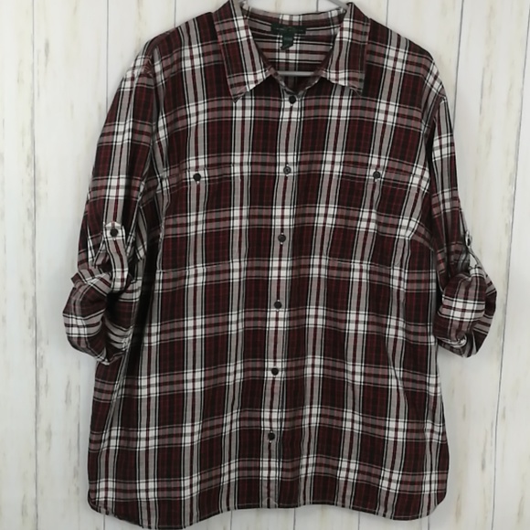 Lauren Ralph Lauren Tops - RALPH LAUREN Button Front Flannel Plus Size 3X